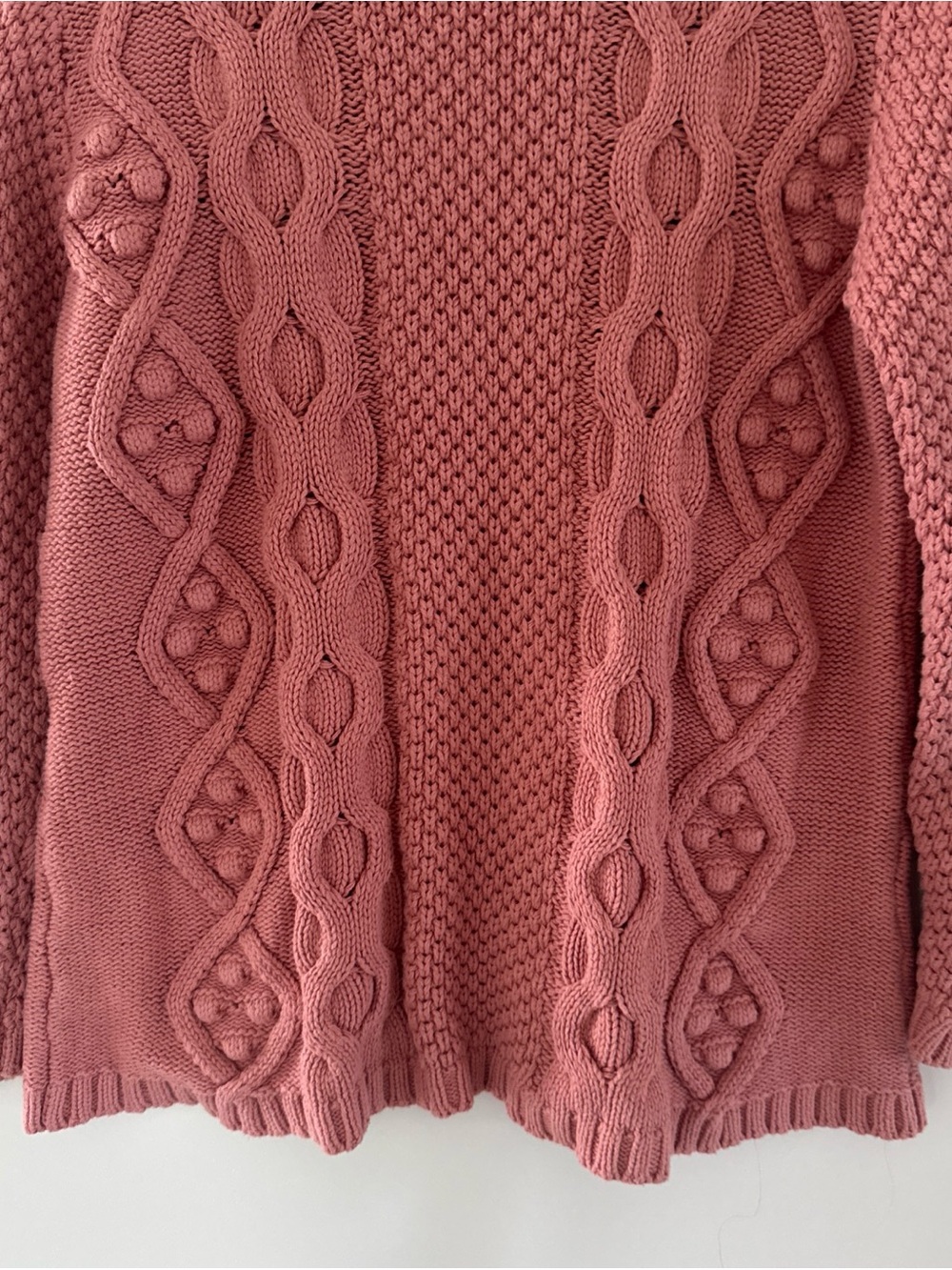 Coldwater Creek Cabled Crew Neck Shaker Sweater Womens Medium Pink Bobble Knit - Picture 8 of 10